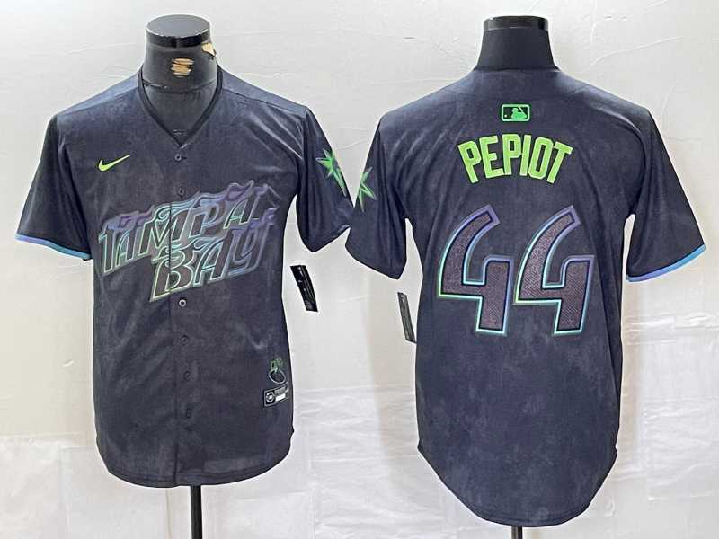 Mens Tampa Bay Rays #44 Ryan Pepiot Charcoal 2024 City Connect Limited Cool Base Jersey->tampa bay rays->MLB Jersey